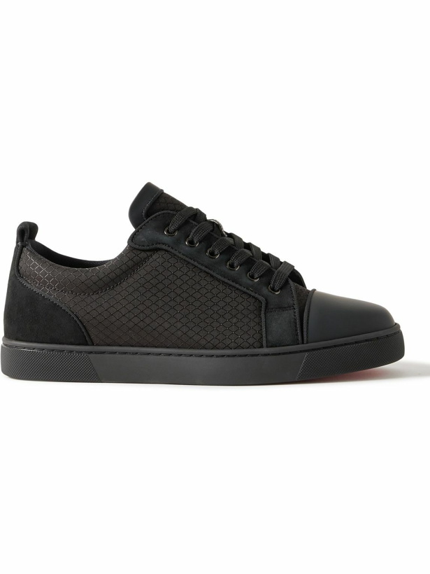 Photo: Christian Louboutin - Louis Junior Suede and Leather-Trimmed Ripstop Sneakers - Black