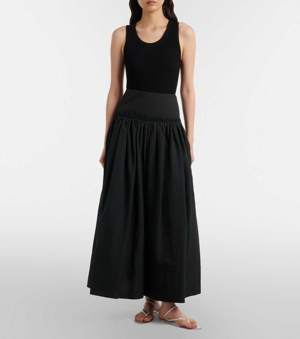 Alaïa Cotton-blend maxi skirt
