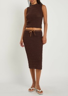 Tods Knit Cotton Midi Skirt Brown