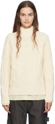 BOSS Off-White Mock Neck Sweater