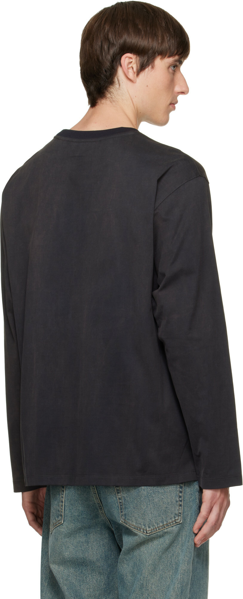 Solid Homme Gray Patch Pocket Long Sleeve T-shirt
