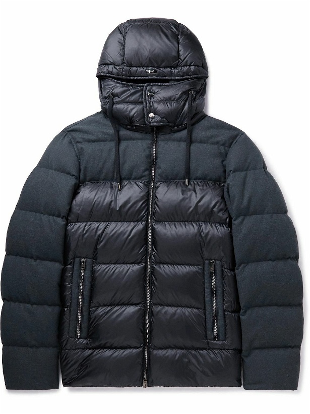 Photo: Herno - Quilted Wool-Blend and Shell Hooded Down Jacket - Blue