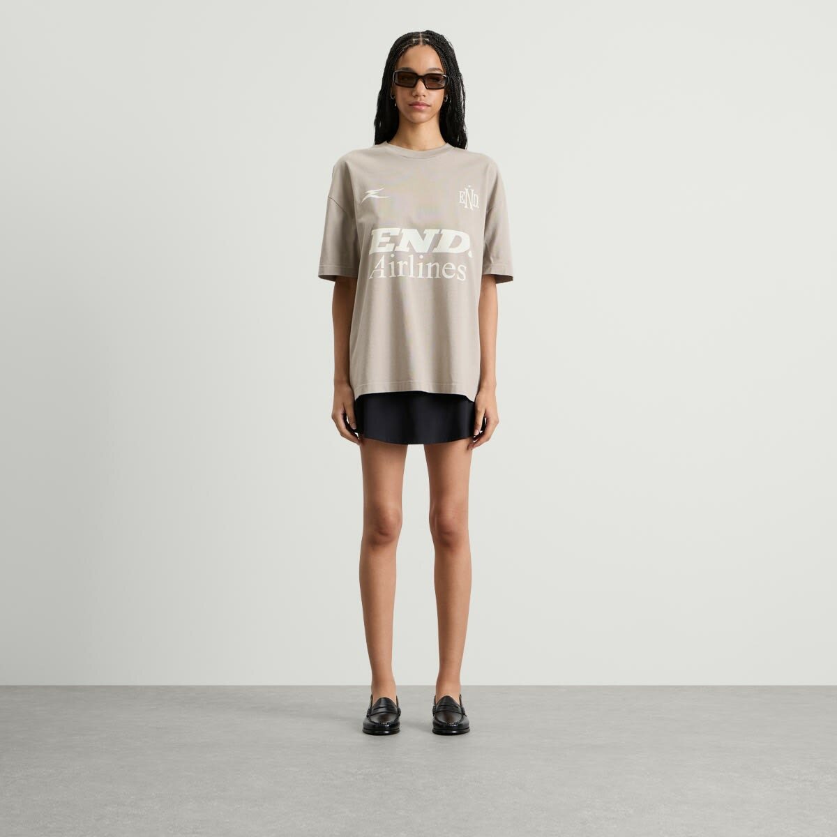END. Airlines Short Sleeve T-Shirt in Ash Grey