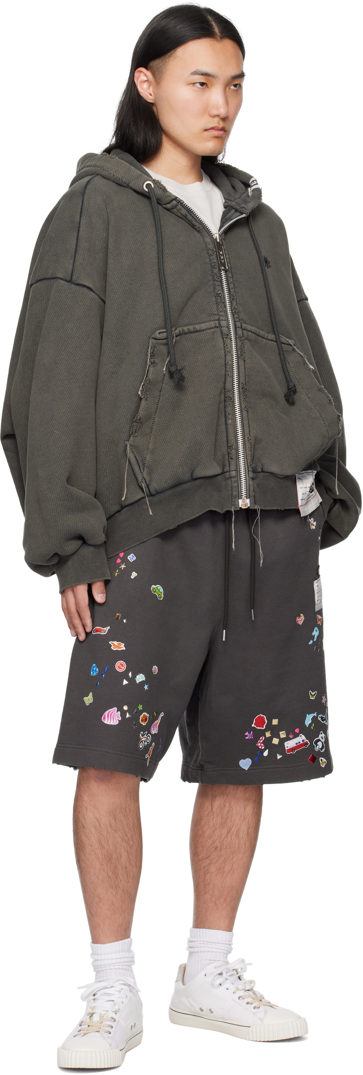 Maison MIHARA YASUHIRO Black Amateur Sewn Zip-Up Hoodie