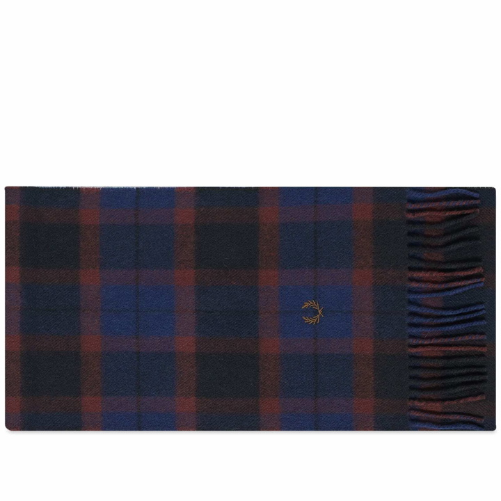 Photo: Fred Perry Men's Lambswool Tartan Scarf in Oxblood/Shaded Stone