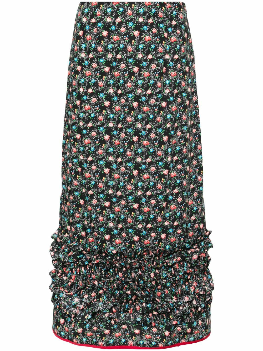 Molly Goddard Black Delia Floral-Print Ruffled Skirt