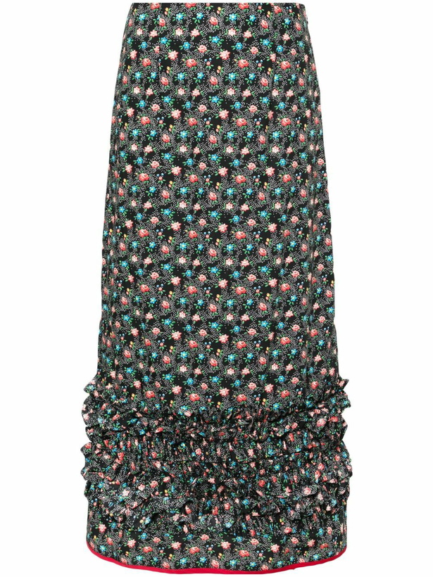 Photo: Molly Goddard Black Delia Floral-Print Ruffled Skirt