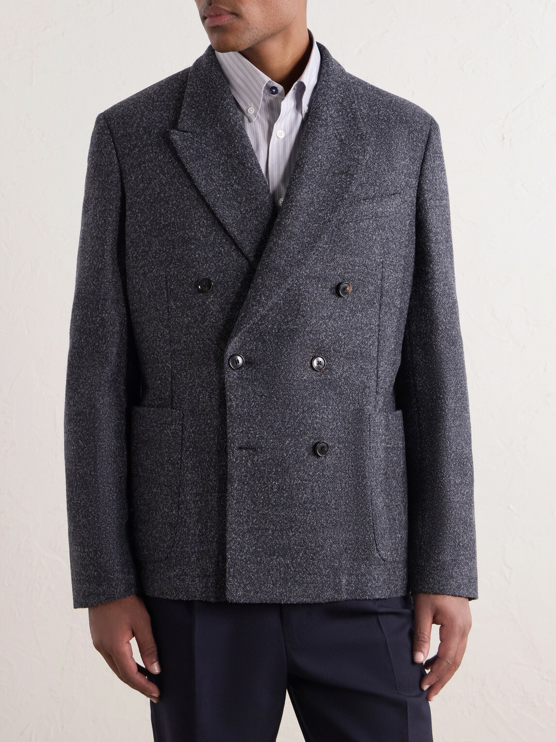 Paul Smith - Double-Breasted Wool-Blend Bouclé Blazer - Gray