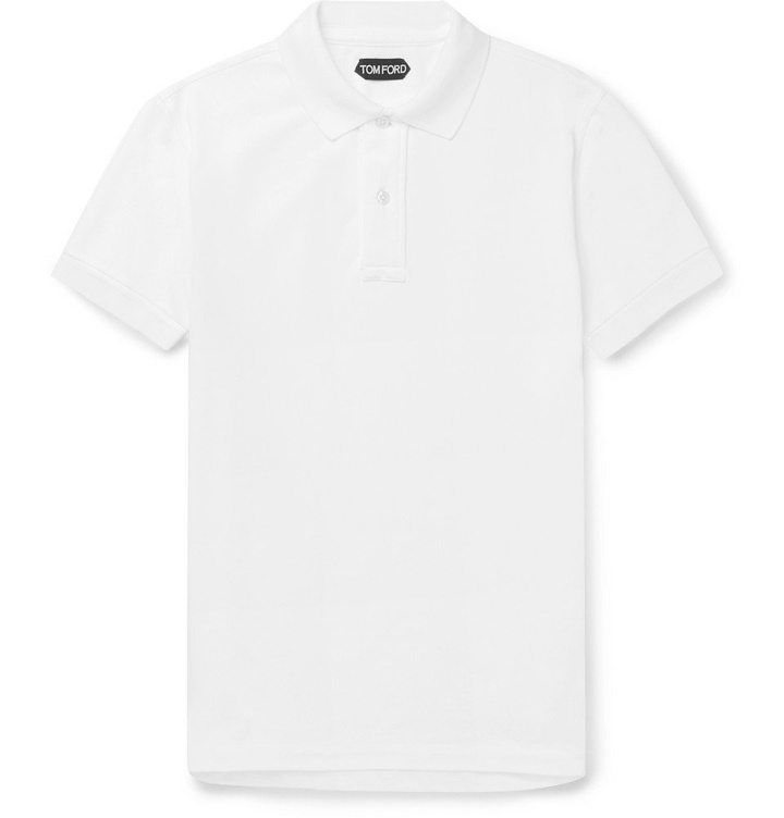 Photo: TOM FORD - Slim-Fit Garment-Dyed Cotton-Piqué Polo Shirt - White