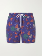 Drake's - Straight-Leg Mid-Length Printed Swim Shorts - Blue