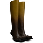 FIDAN NOVRUZOVA Brown Stiletto Heel Classic Square Toe Boots