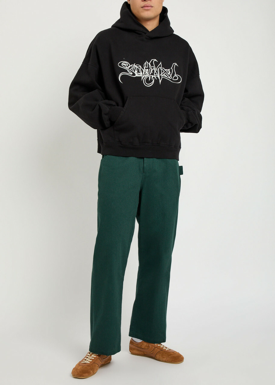 Saint Mxxxxxx Embroidered Hooded Cotton Sweatshirt Black