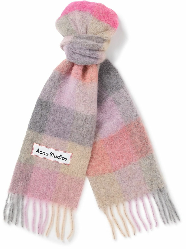 Photo: Acne Studios - Vally Fringed Checked Knitted Scarf