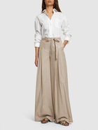 ALBERTA FERRETTI Striped Poplin Belted Wide Pants