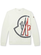 Moncler - Logo-Embroidered Printed Cotton-Jersey Sweatshirt - Neutrals