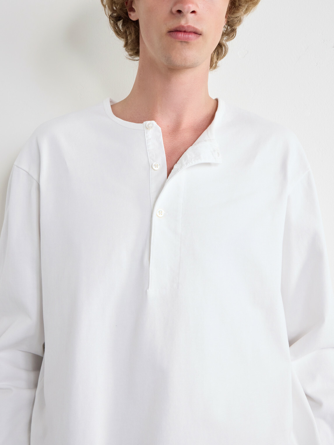 Studio Nicholson - Cotton-Jersey Henley T-Shirt - White