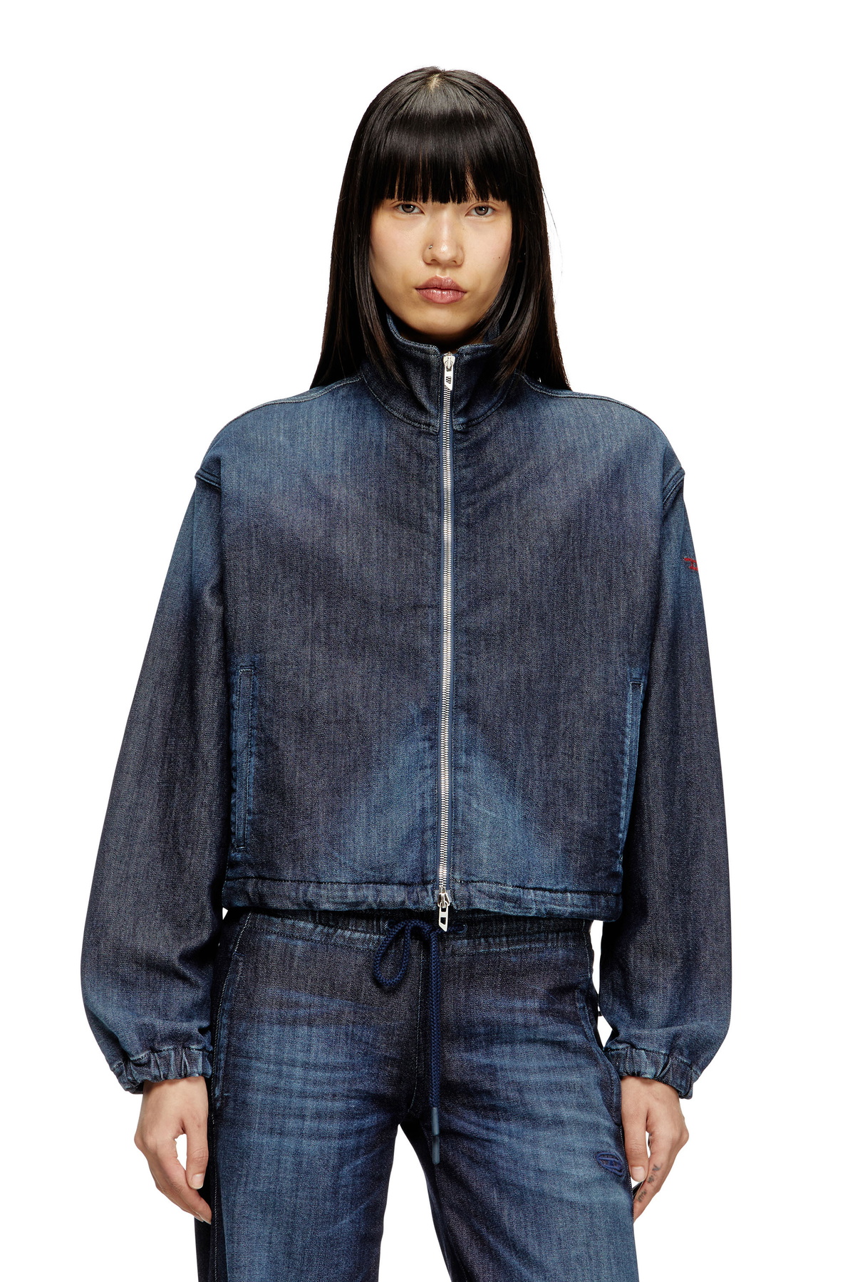 Diesel High-neck JoggJeans jacket - Denim Jackets Womens in Blue