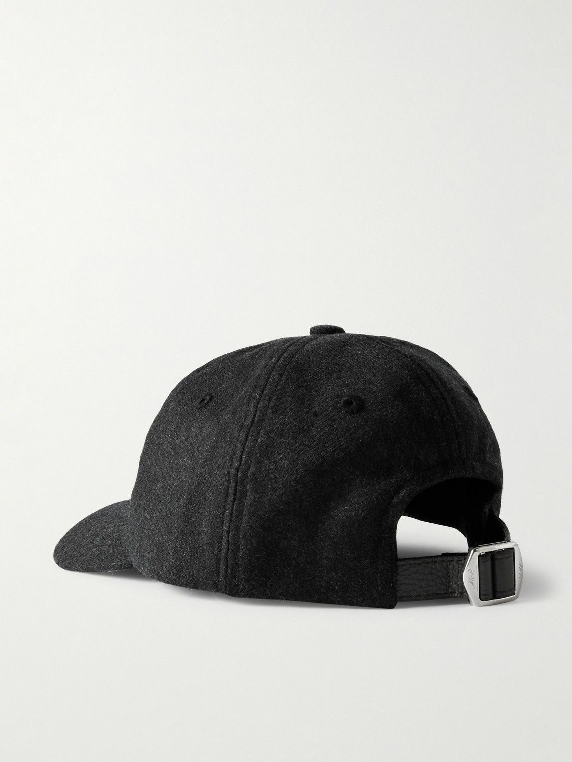 Mr P. - Leather-Trimmed Brushed Cotton-Twill Baseball Cap