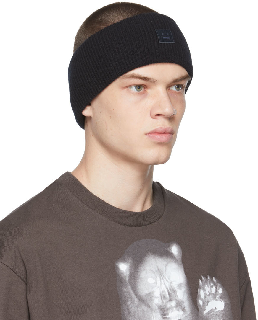 Acne Studios Black Knit Logo Headband Acne Studios