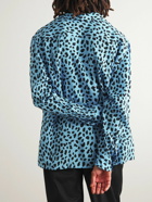 Wacko Maria - Camp-Collar Leopard-Print TENCEL™ Lyocell Shirt - Blue