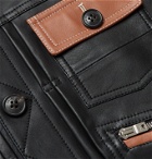 AMIRI - Contrast-Detailed Leather Trucker Jacket - Black