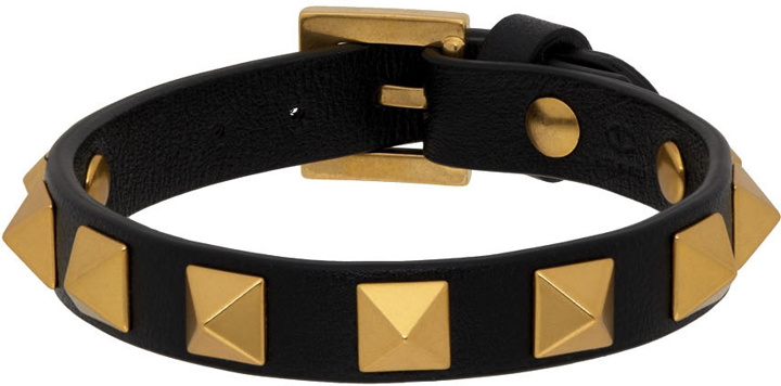 Photo: Valentino Garavani Black Leather Studded Bracelet