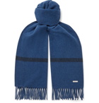 Loro Piana - Fringed Striped Baby Cashmere Scarf - Blue