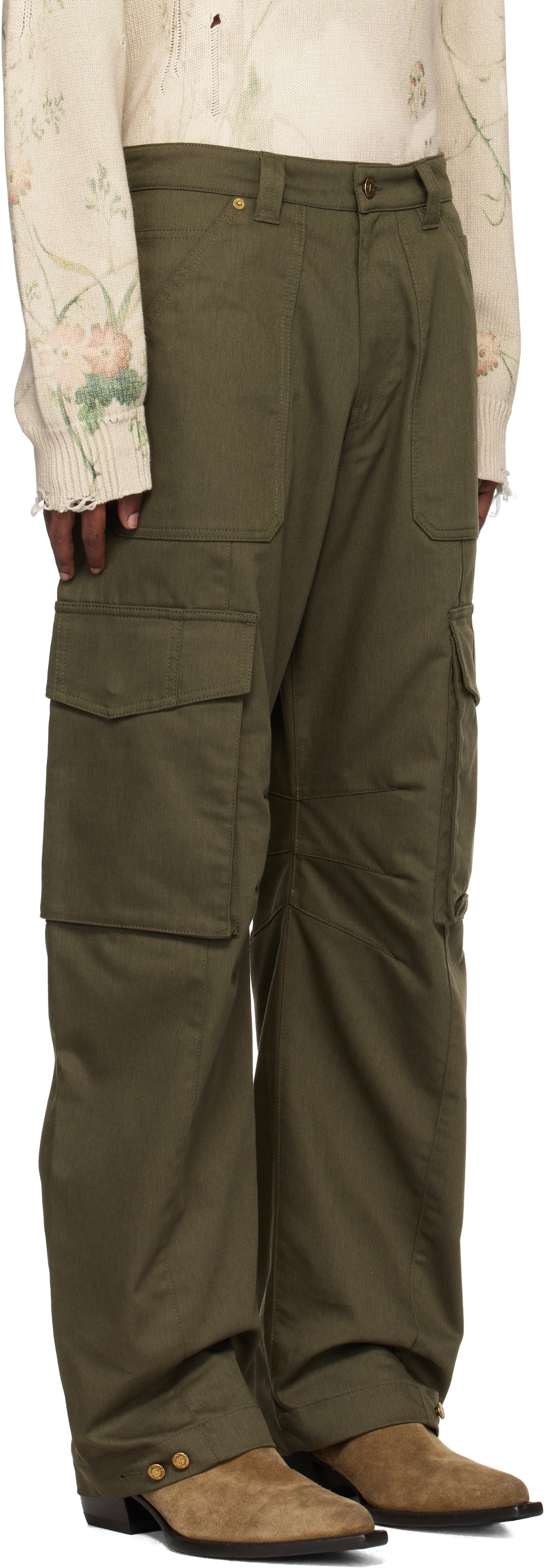Golden Goose Khaki Wide-Leg Cargo Pants