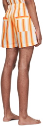 Tekla Orange Stripe Pyjama Shorts