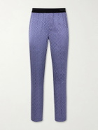 TOM FORD - Printed Silk-Blend Satin Pyjama Trousers - Purple