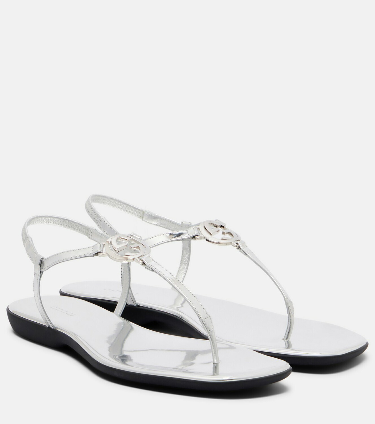 Gucci Interlocking G metallic leather thong sandals