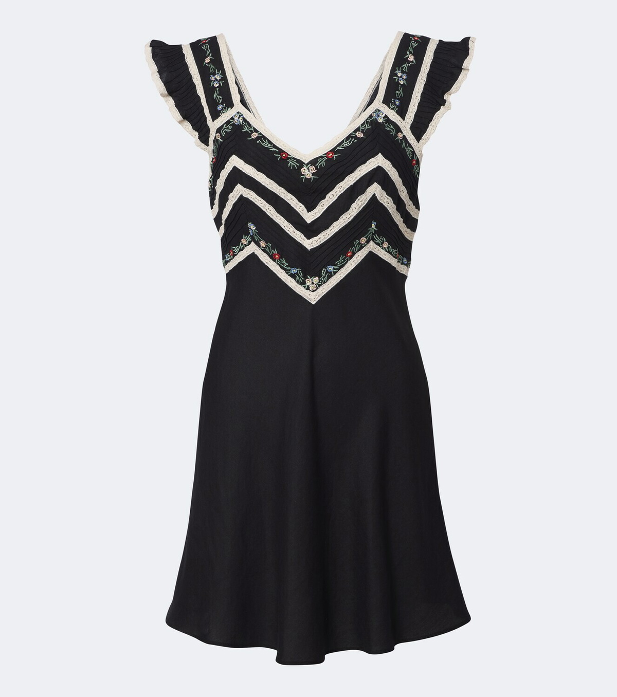 Rixo Diaz embroidered lace-trimmed minidress