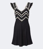 Rixo Diaz embroidered lace-trimmed minidress