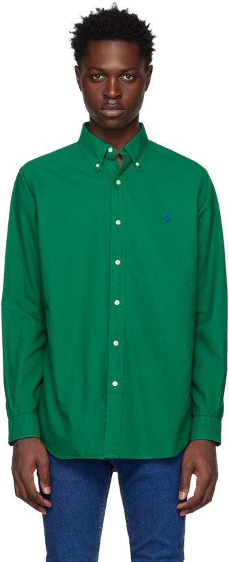 Photo: Polo Ralph Lauren Green Garment-Dyed Oxford Shirt