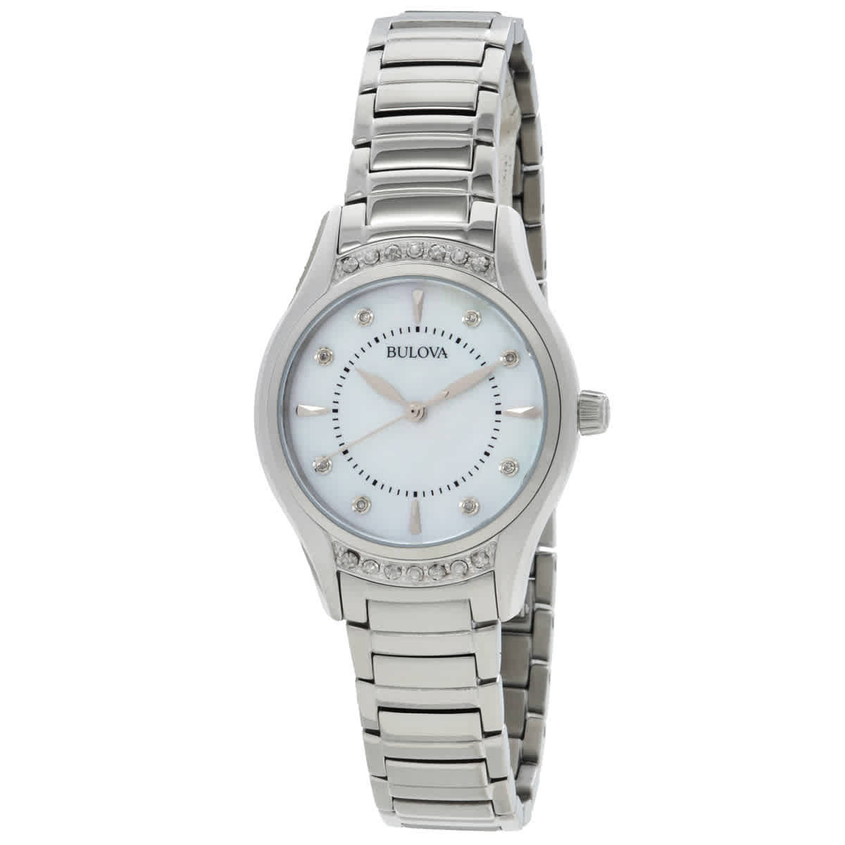 Bulova Quartz White Mother of Pearl Dial Ladies Watch 96R216