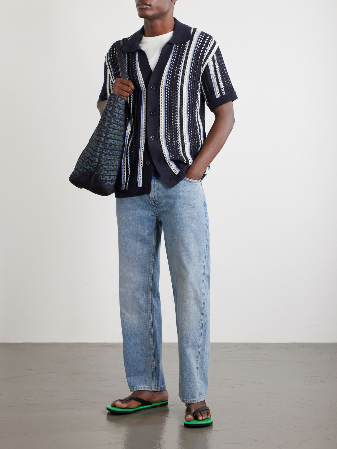 Frescobol Carioca - Pinto Crocheted Cotton Shirt - Blue