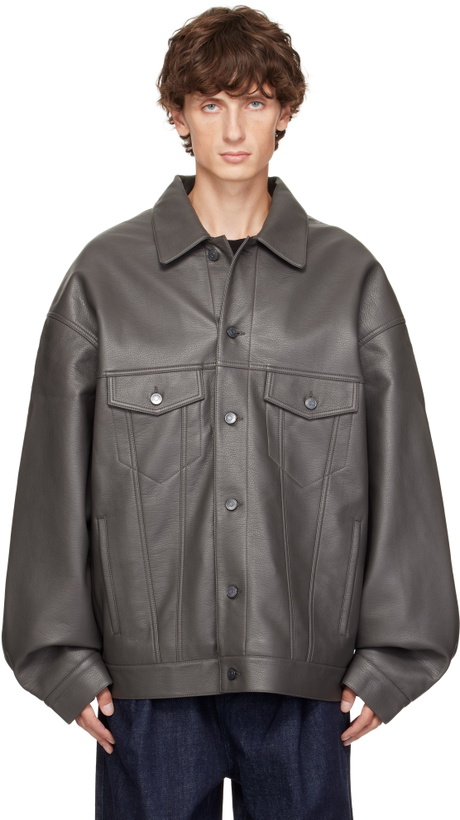 Photo: The Frankie Shop Gray Conan Faux-Leather Jacket