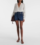 Veronica Beard Jaffee pleated high-rise denim shorts
