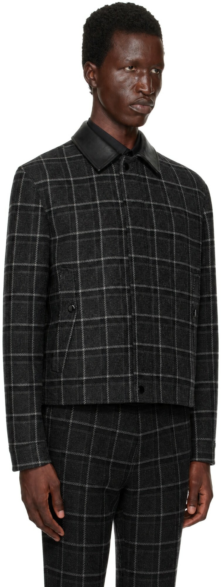 Ernest W. Baker SSENSE Exclusive Gray Check Bomber Jacket