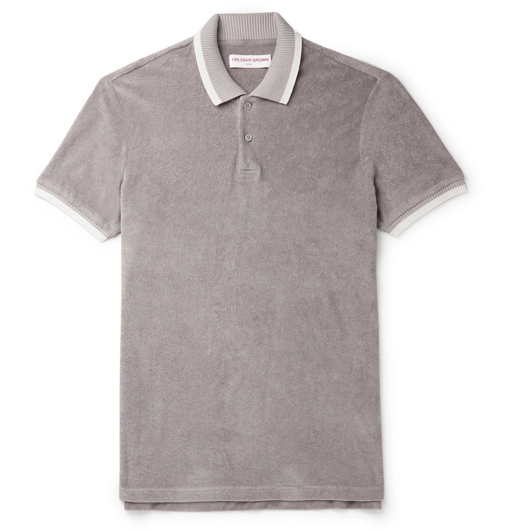 Photo: Orlebar Brown - Jarrett Contrast-Tipped Cotton-Terry Polo Shirt - Gray