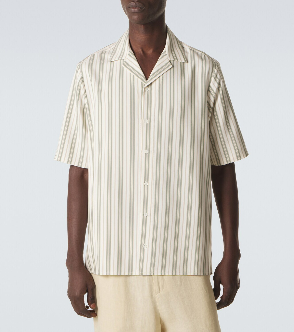 Le Kasha Striped silk bowling shirt