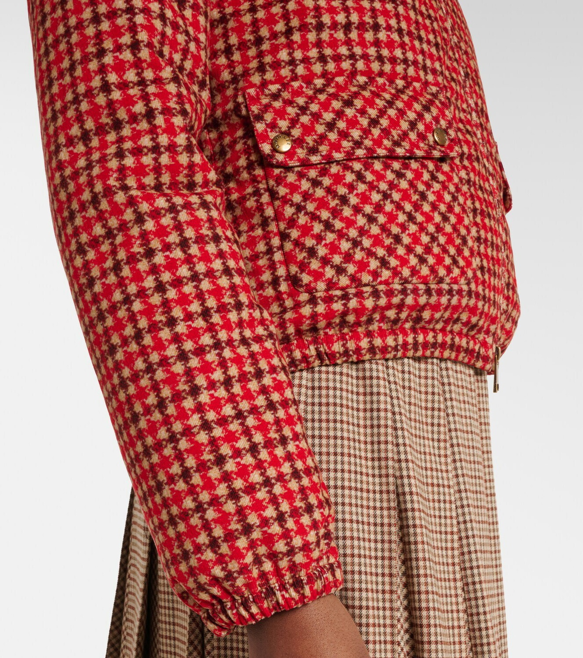 Moncler Lanset houndstooth cotton down jacket