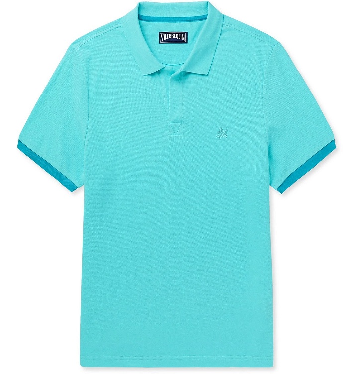 Photo: Vilebrequin - Palatin Contrast-Tipped Cotton-Piqué Polo Shirt - Blue