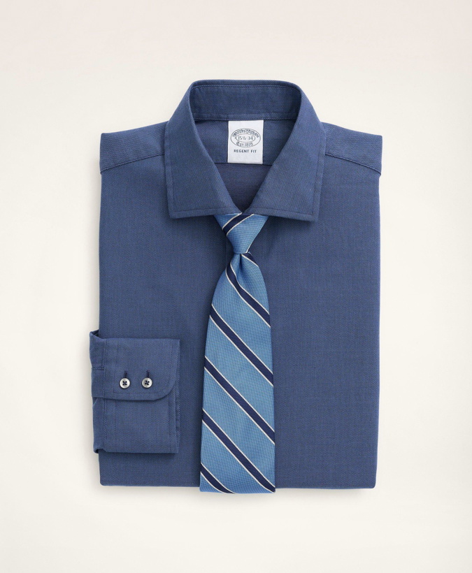 Photo: Brooks Brothers Men's Regent Regular-Fit Dress Shirt, Dobby English Collar Solid | Dark Blue