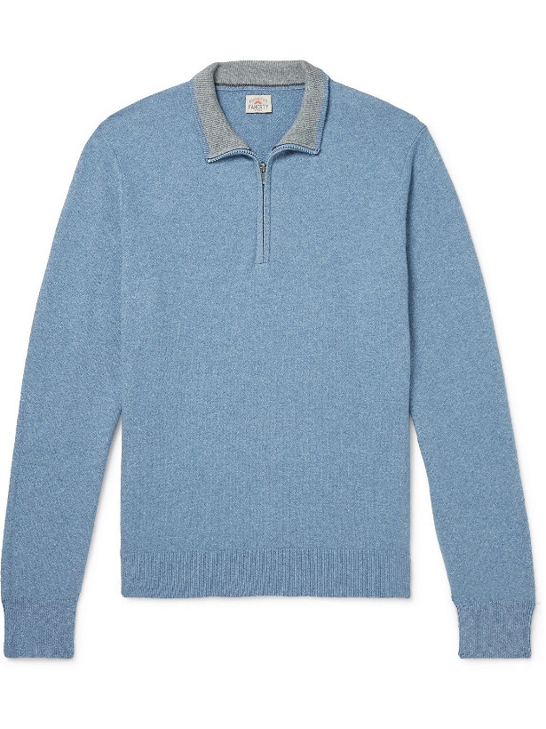 Photo: Faherty - Jackson Cotton-Blend Half-Zip Sweater - Blue