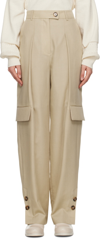 Photo: J KOO Beige Pleated Trousers
