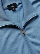 Dunhill - Logo-Embroidered Wool Zip-Up Sweater - Blue
