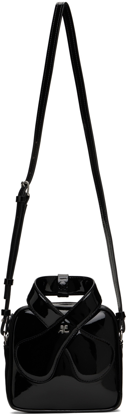 Loop Leather Shoulder Bag in Black - Courreges