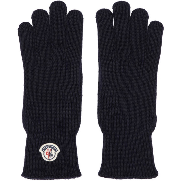 Photo: Moncler Navy Wool Logo Gloves