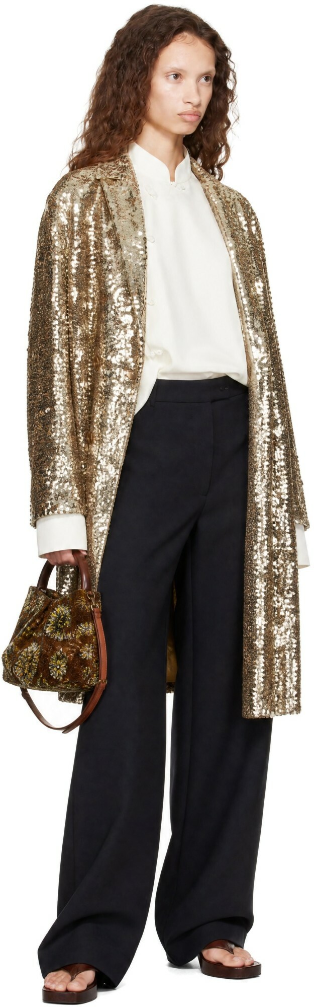 Bode Gold Sequin Worcester Coat